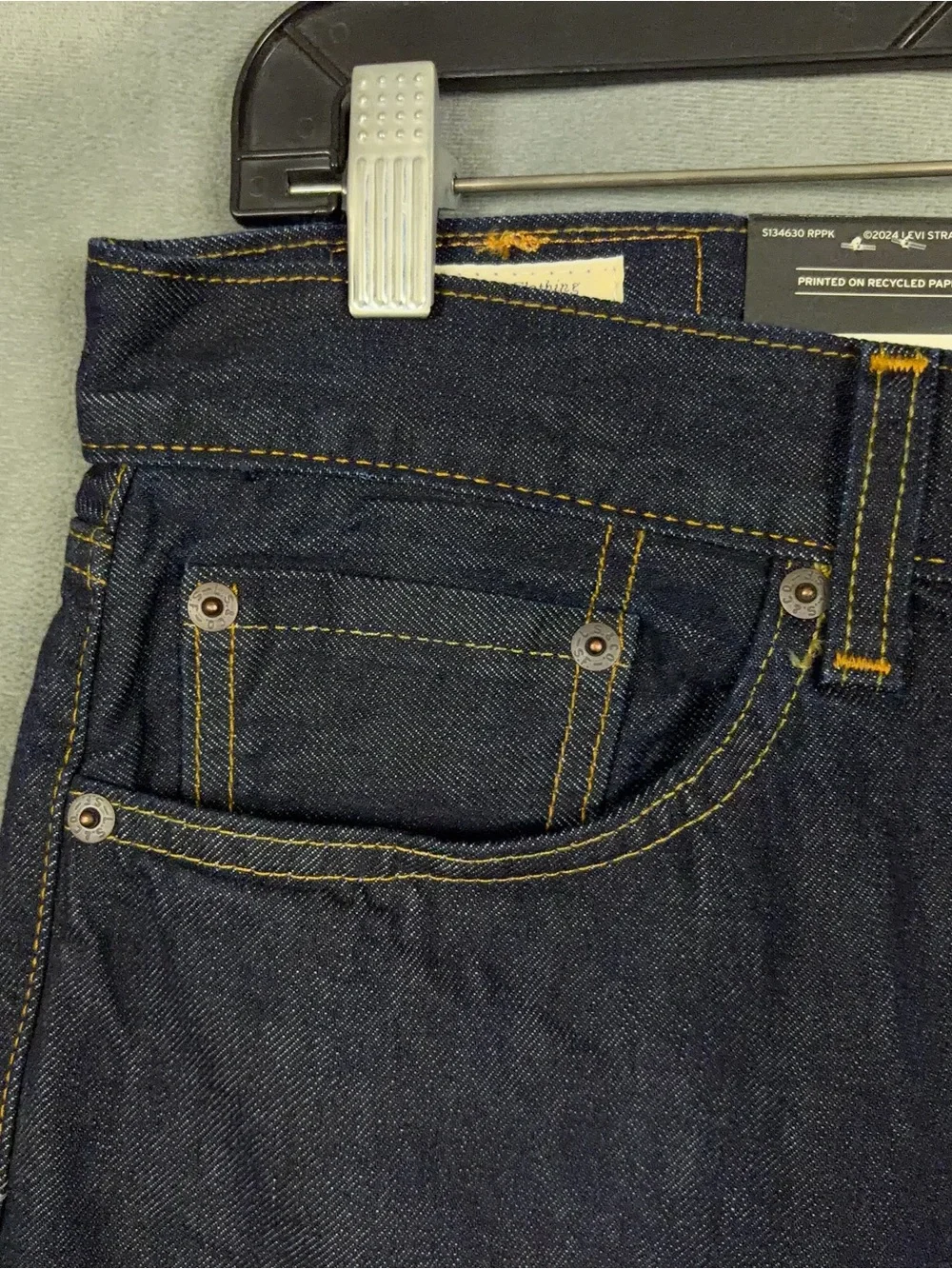 Levis 505 Selvedge Jeans Mens Size 33x30 Straight Leg Dark Wash Americana NWT